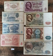 Delcampe - Lot 8 Billets URSS De 1 à 1000 Roubles - 1961 / 1992 - Russie - Rubles (#47) - Russie