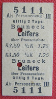 Fahrschein Für Die Fahrt Von Bruneck Nach Leifers über Franzensfeste  III Klasse 1910 - Europa