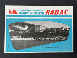 Ancienne Etiquette D'Hôtel HOTELI RABAC JUGOSLAVIA YOUGOSLAVIE CROATIE - Etiquettes D'hotels