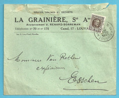 196 Op Brief Met Firmaperforatie (perfin) "L.G." Van (La Grainiere / Grains) Stempel LEUVEN / LOUVAIN 2A - 1922-1927 Houyoux