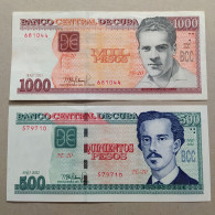 Cuba - 500 Pesos 2022 + 1000 Pesos 2021 (58,80 € Change- Set High Values - XF/UNC Conditions - Best Price On Delcampe !! - Cuba