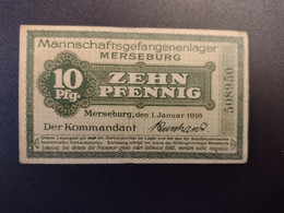 Billet 10 PFENNIG LAGERGELD MONNAIE DE CAMP PRISONNIER DE GUERRE Kriegsgefangenenlager MERSEBURG - Andere & Zonder Classificatie