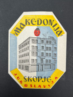 Ancienne Etiquette D'Hôtel Valise HOTEL SKOPJE MAKEDONIJA JUGOSLAVIA Macédoine Yougoslavie - Etiquettes D'hotels