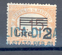 RSM F.lli USATI SEGNATASSE 011 - San Marino 1936-39 - 1v. Da L.2 Su L.15 - Timbres-taxe