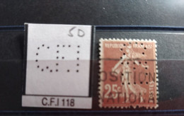 FRANCE CEM 89  TIMBRE C.F.I 118 INDICE 5 SUR 235 PERFORE PERFORES PERFIN PERFINS PERFO PERFORATION PERFORIERT - Usati