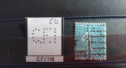 FRANCE CEM 89  TIMBRE C.F.I 118 INDICE 5 SUR 161 PERFORE PERFORES PERFIN PERFINS PERFO PERFORATION PERFORIERT - Usati