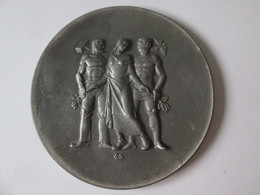 Rare! German Association Of The Economy Of The Palatinate Long Service Table Art Deco Medal Silvered Zinc 30s,diam=80 Mm - Deutsches Reich