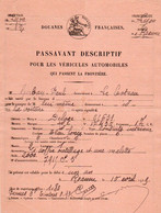 42 LE COTEAU ROANNE Loire  1929 DOUANES FRANCAISES PASSAVANT Pour Véhicules Automobiles  DELAGE  (X151) - Cars