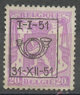 Belgique - Belgium - Belgien Préoblitéré 1936-46 Y&T N°PREO422 - Michel N°V418 Nsg - 20c Cor Postal 1951 - Sobreimpresos 1929-37 (Leon Heraldico)