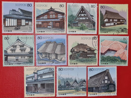 Japon 1997 / 1998 / 1999 2391 2392 + 2420 / 2421 Etc 11 Valeurs Maisons Traditionelles - Usados