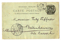 TB 3891 - 1900 - Entier Postal - Mr Louis KRAMER à PARIS Pour Mr Fritz DEFFNER à BETTENHAUSEN Près CASSEL ( Allemagne ) - Standaardpostkaarten En TSC (Voor 1995)
