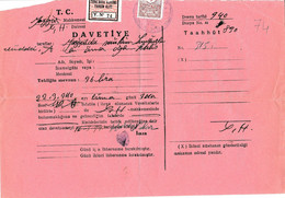 Turkey & Ottoman Empire -  Turkish Air Agency Aid Stamp & Rare Document With Stamps - 74 - Brieven En Documenten