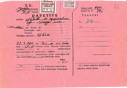 Turkey & Ottoman Empire -  Turkish Air Agency Aid Stamp & Rare Document With Stamps - 73 - Brieven En Documenten