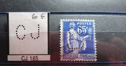 FRANCE TIMBRE CJ 185  INDICE 5 SUR 365 PERFORE PERFORES PERFIN PERFINS PERFO PERFORATION PERFORIERT - Used Stamps