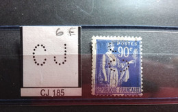 FRANCE TIMBRE CJ 185  INDICE 5 SUR 368 PERFORE PERFORES PERFIN PERFINS PERFO PERFORATION PERFORIERT - Usados