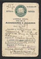 Portugal Timbre Fiscal Fixe 30$ Licence De Briquet 1939 Stamped Revenue Lighter License - Cartas & Documentos