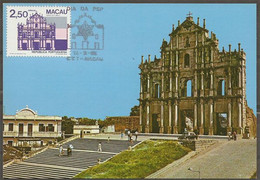 Macau Batimens Et Monuments Ruines église De Sao Paulo Carte Maximum 1983 Macao St. Paul's Church Ruins Maxicard - Maximumkarten