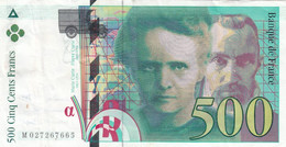 France #160a, 500 Francs 1994 Banknote - 500 F 1994-2000 ''Pierre En Marie Curie''
