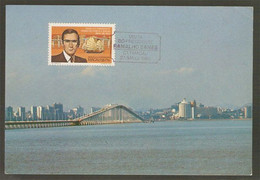 Macau Pont De Taipa Visite President Portugais Ramalho Eanes Carte Maximum 1985 Macao Bridge Presidential Visit Maxicard - Maximumkarten