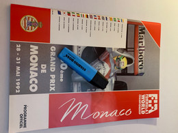 Programme GP De F1 DeMonaco 1992 - Automobile - F1