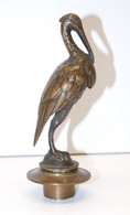 *SUPERBE ETOUFFOIR BOUGIE BRONZE OISEAU HERON BELLE PATINE BRUNE COLLECTION  E - Candelabri E Candelieri