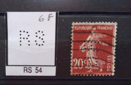 FRANCE TIMBRE RS 54 INDICE 6 SUR 190   PERFORE PERFORES PERFIN PERFINS PERFO PERFORATION PERFORIERT - Usati