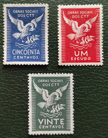 PORTUGAL 3 X STAMP S"OBRAS SOCIAIS DOS CTT"  Mint No Gum Red Colour Variety Rare - Other & Unclassified