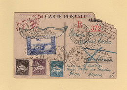 Deteriore Par Des Rongeurs Au Bureau De Casablanca - Carte Postale Recommandee - 1930 - Vol Alger Casablanca - Posta Aerea