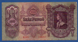 HUNGARY - P. 98 – 100 Pengő  01.07.1930 F/VF, See Photos, Serie E005 048202 - Hongrie