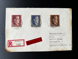 GERMANY GENERALGOUVERNEMENT 1942 REGISTERED EXPRESS LETTER KRAKAU TO DRESDEN 13-05-1942 DEUTSCHLAND EINSCHREIBEN - Occupation 1938-45