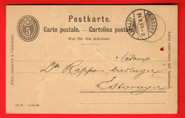 ZUN-23 Entier Ganzsache 5 Rappen. Circuloé Fribourg 1899. Trou De Poinçon. - Entiers Postaux