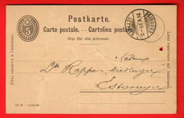 ZUN-23 Entier Ganzsache 5 Rappen. Circuloé Fribourg 1899. Trou De Poinçon. - Stamped Stationery