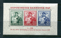 Germany 1949 Mi Block 1 Perf Hanover Export Fair  MNH CV 110 Euro 14583 - American/British Zone