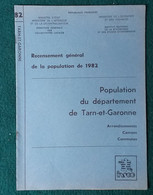 Recencement Général De La Population De 1982 - Département De Tarn Et Garonne - Midi-Pyrénées