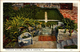 Florida St Augustine Fountain Of Youth And Cross 1935 Curteich - St Augustine