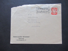 Danzig 1934 Wappen Mit Werbestempel Danzig Dein Reiseziel Umschlag Gebrüder Graeser Danzig Hundegasse 47 - Cartas & Documentos
