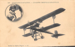 CPA 14 QUINZAINE D'AVIATION LE HAVRE TROUVILLE DEAUVILLE BATHIAT SUR BIPLAN BREGUET - Trouville