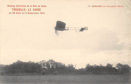 CPA 14 MEETING AVIATION BAIE DE SEINE TROUVILLE LE HAVRE 1910 LEBLANC SUR MONOPLAN BLERIOT - Trouville