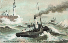 CPA - Remorqueur Allant Au Devant D'un Trois Mat En Péril - Colorisé - Edit. L.V. Et Cie - Bateau - Phare - Mer - Tugboats