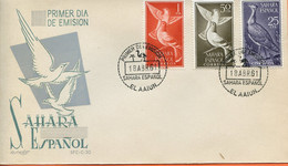 Maroc;FDC 1961 " Sahara Espagnol  "  Oiseaux,aves,pajaros ";Morocco,Marruecos - Sahara Español