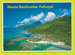 Tahiti MOOREA Vue Aérienne Côte Nord Ouest Beachcomber Parkroyal N°852 Courts De Tennis En1997 VOIR DOS Et Timbre - Tahiti