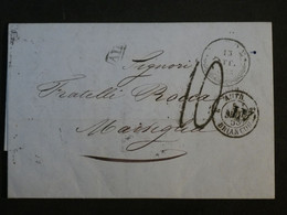 BN3 ITALIA   BELLE  LETTRE 1853 A MARSEILLE     +++AFFRANCH. INTERESSANT - Ohne Zuordnung