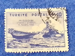 TÜRKİYE.-1940-50-   10K  MİSSOURİ GEMİSİNİN İSTANBUL ZİYARETİ DAMGALI - Used Stamps