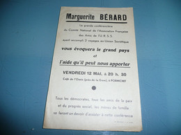 PUBLICITE POUR UNE CONFERENCE DE MARGUERITE BERARD AMIS DE L'URSS RUSSIE 12 MAI  à PORNICHET LOIRE ATLANTIQUE VERS 1930 - Programme