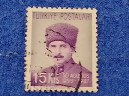 TÜRKİYE.-1940-50-   15K     THE  BATTLE OF DUMLUPINAR  DAMGALI - Gebraucht