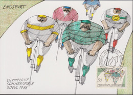 1988 Liechtenstein MC 83 Mi: LI 949°, Y&T: LI 890°, ZNr. LI 890°, Olympische Sommerspiele Seoul, Radfahrer Endspurt - Other & Unclassified