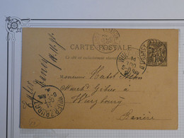 BN3 FRANCE  BELLE CARTE ENTIER SAGE   1890  NANCY  A WURTZBURG GERMANY  ++AFFRANCH. INTERESSANT - Autres & Non Classés