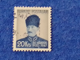 TÜRKİYE.-1940-50-   20K     THE  BATTLE OF DUMLUPINAR  DAMGALI - Usati