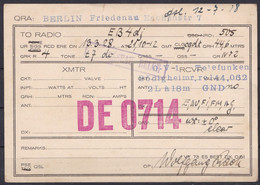 BERLIN FRIEDENAU 1928 - SHORT WAVE - AMATEUR RADIO STATION DE 0714 To EB4DJ VIA BERLIN - RADIOAMATEUR QSL - CB RADIOL - Sonstige & Ohne Zuordnung