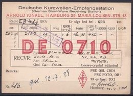 HAMBURG 1928 - SHORT WAVE - AMATEUR RADIO STATION DE 0710 To WVMTR VIA BERLIN - RADIOAMATEUR QSL - CB RADIOL - Andere & Zonder Classificatie